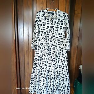 Rachel ZOE Blanc  and White Long Sleeve Crew Neck Sundress Size XS